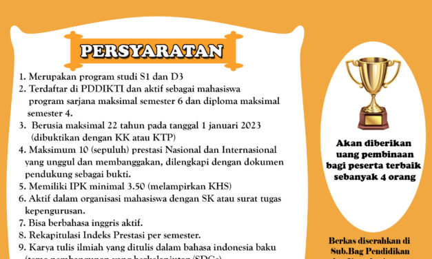 Telah dibuka!!! Ayo daftarkan diri anda sebagai Mahasiswa berprestasi FEB UNIB 2023