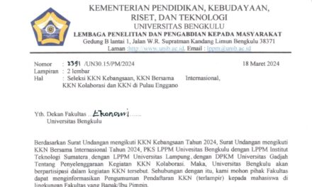 Seleksi KKN Kebangsaan, KKN Bersama Internasional, KKN Kolaborasi Dan KKN Di Pulau Enggano UNIB Periode Ke-102